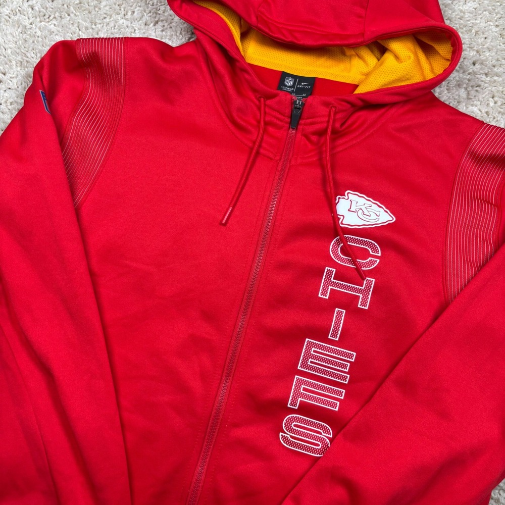 Nike Kansas City Chiefs Hoodie Mens XL Red NFL On-Field Dri-FIT Full Zip